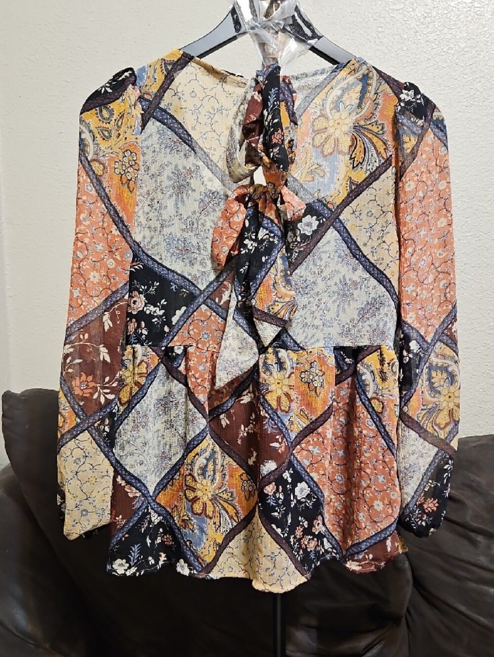 American Eagle Outfitters Multicolor Patchwork Floral Peasant Top - Picture 4 of 9